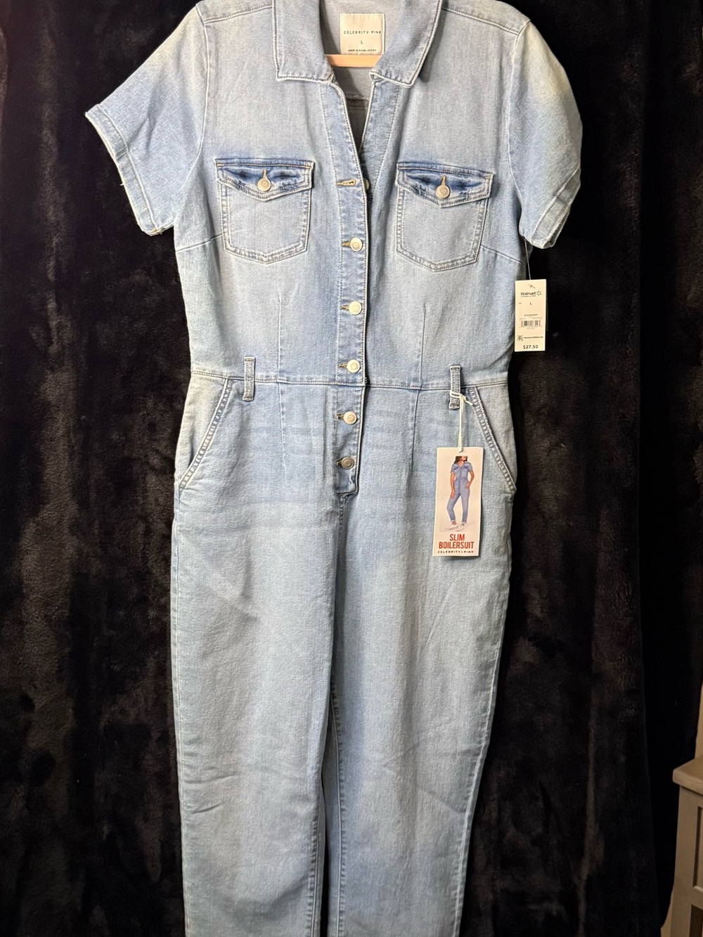 Celebrity Pink Light Blue Denim Jumpsuit Romper